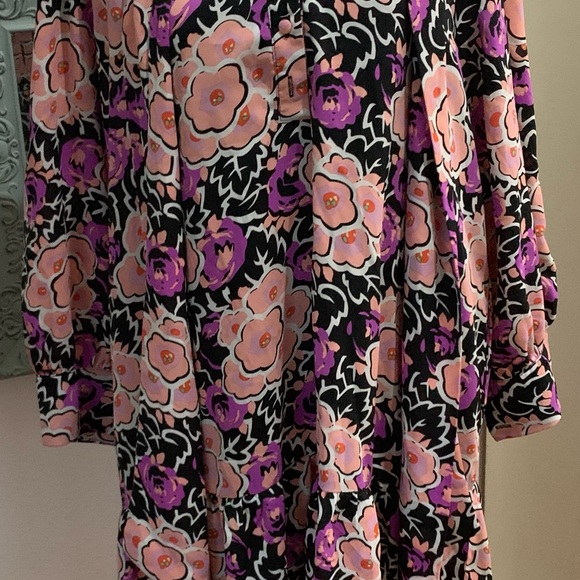 MELLODAY Black Oversized Dress with Pink and Purple Floral Print (XLG) - Picture 6 of 6